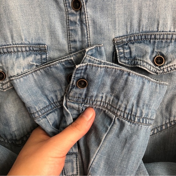 Split Back Denim Button Down - Picture 7 of 9